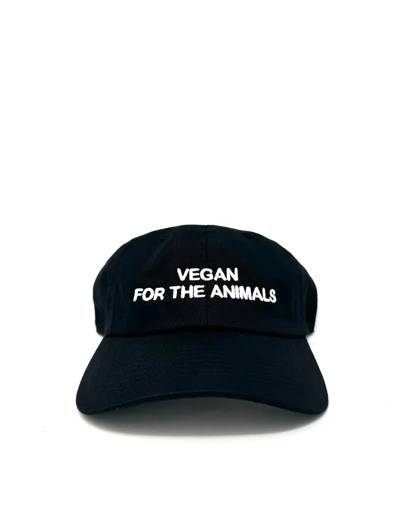 Vegan For Animals Embroidered Black Hat 1