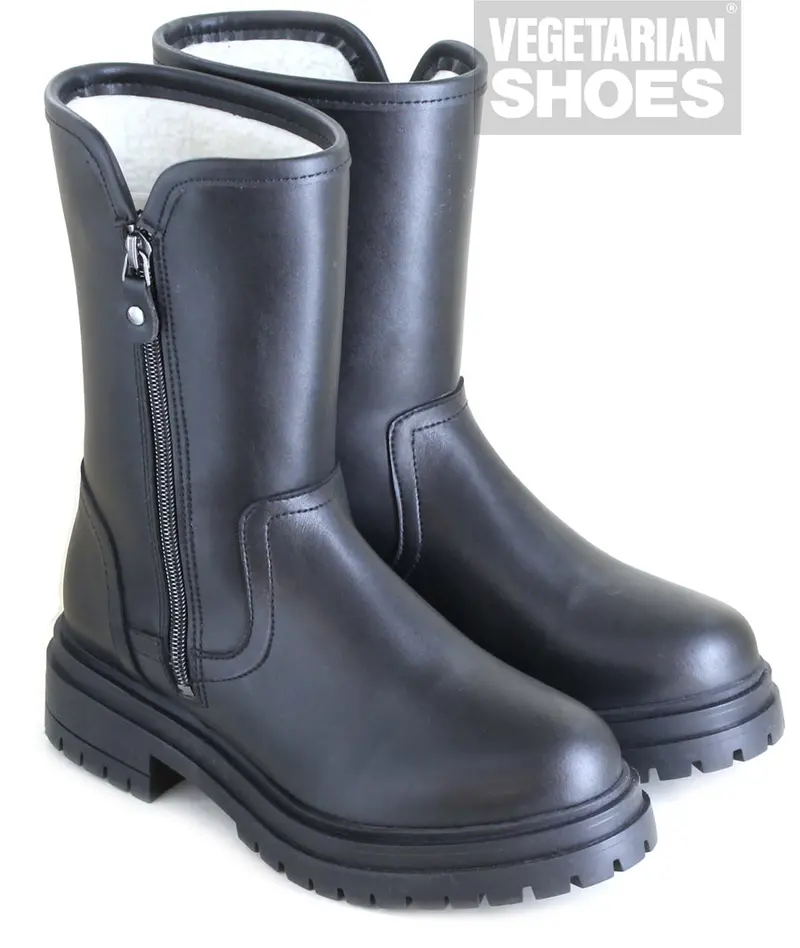 Vegetarian Shoes Frieda Lined Zip Boot – Vegan Leather Winter Boot 1