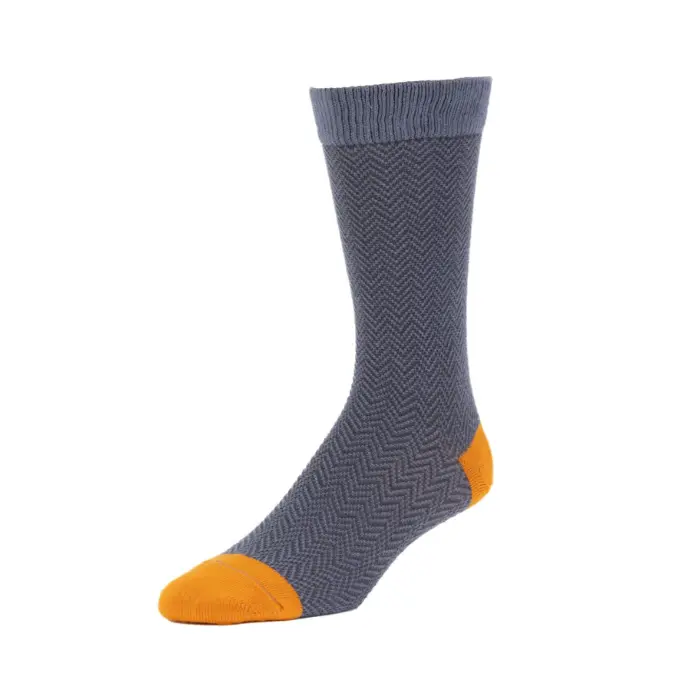 Zkano Herringbone-Weave Crew Socks – Steel Gray, Sustainable Cotton Blend 1