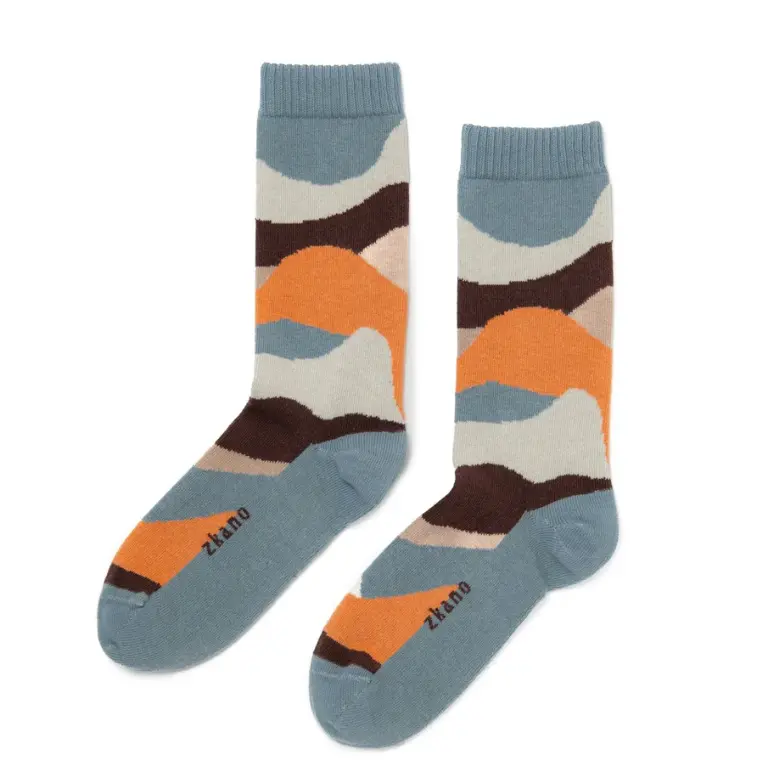 Zkano River-Inspired Stone Hue Crew Socks – Breathable & Durable Knit 1