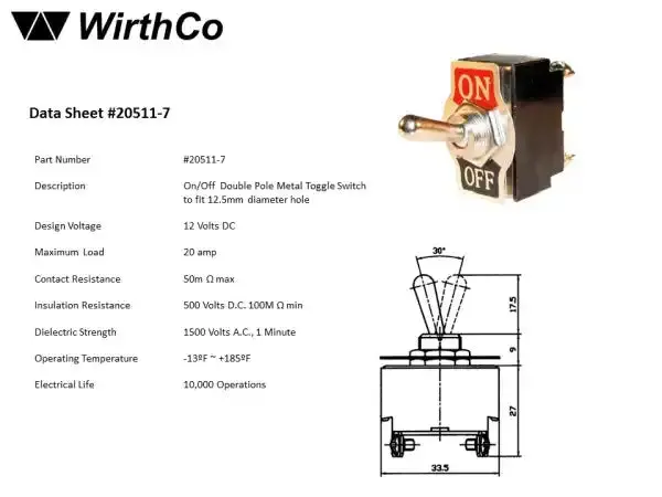 12V Dc Metal Toggle Switch – 20-Amp On/Off Panel Mount Control For Automotive & Marine Use 1
