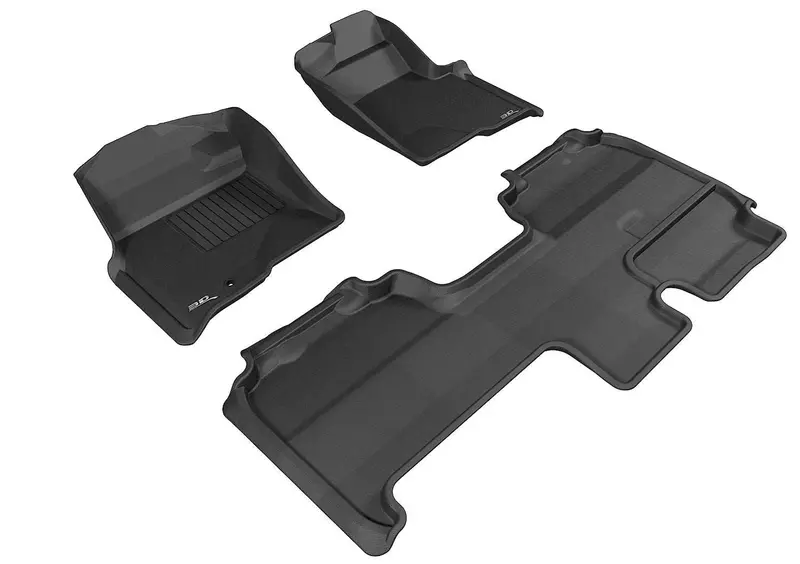 3D Maxpider Kagu All-Weather Floor Mats – 3-Piece Black Set (Front + Second Row) For Select Suvs 1