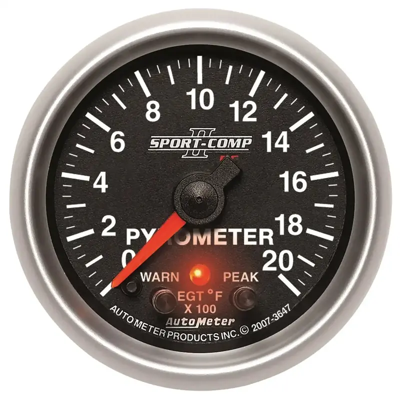 Autometer Sport-Comp Ii Pyrometer Gauge – 2-1/16", 2000°F, Stepper Motor W/ Probe & Wiring 1