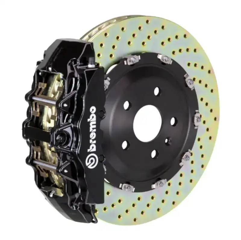Brembo 21+ Escalade Front Gt Big Brake Kit – 6-Piston Calipers, 380X34Mm Drilled Black Rotors 1