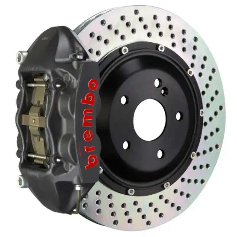 Brembo Gts Rear Big Brake Kit For 2015–2023 Ford Mustang Gt, V6 & Ecoboost — 380X28Mm Drilled Two-Piece Rotors, Black Ha Finish 1