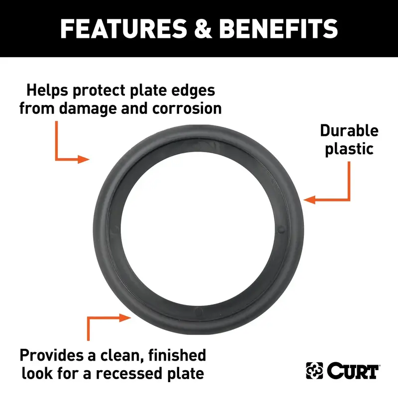 Curt 3-Inch Tie-Down Anchor Backing Plate – Black Plastic Trim Ring Kit (Model 83720) 1