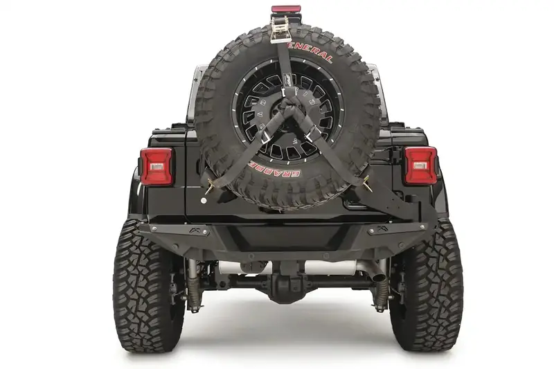 Fab Fours Jl2070-B Slant-Back Spare Tire Carrier – Bare Steel Finish 1