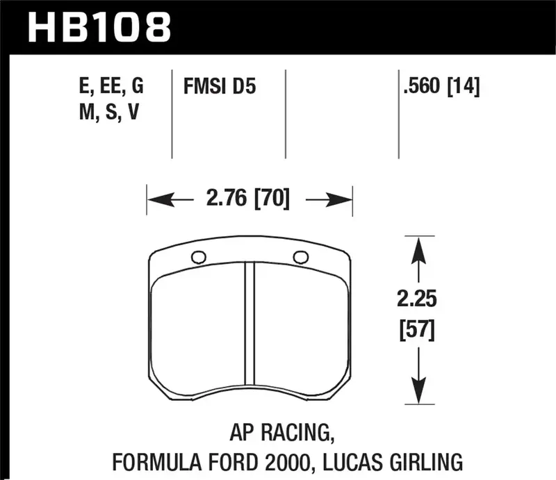 Hawk Hps 5.0 Performance Brake Pads – 0.560" Thickness (Hb180B.560) 1