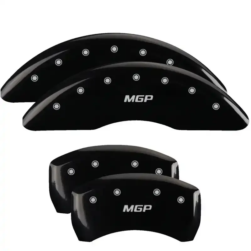 Mgp Engraved 4-Piston Caliper Covers – Front & Rear, Black Finish With Silver Accent 1