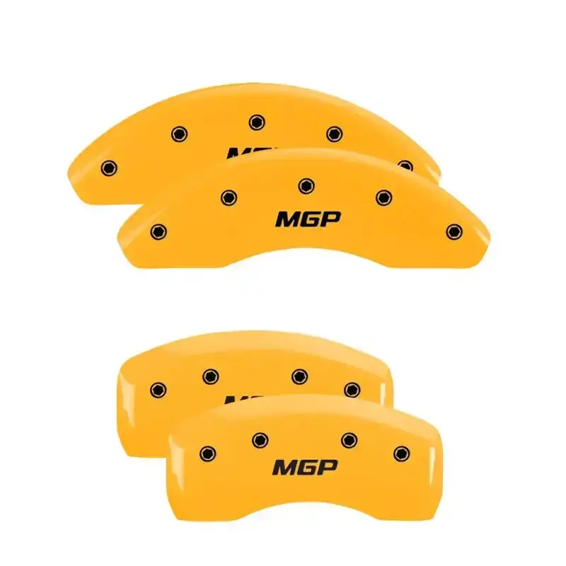 Mgp Engraved Caliper Covers For 2005 Audi A8 Quattro – Yellow-Anodized Front And Rear Set With Black Charcoal Accents 1