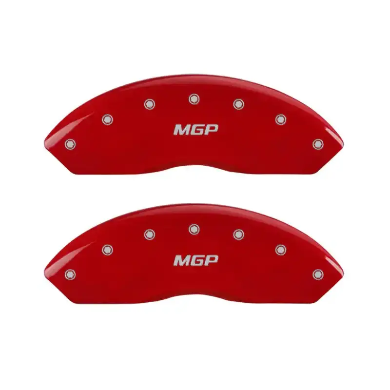 Mgp Red-Finish Caliper Covers – Engraved Front And Rear Set With Silver Chrome Highlighting 1