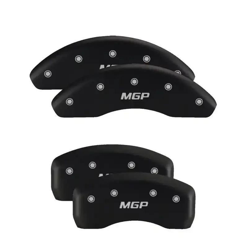 Mgp Style 2 Caliper Covers – Engraved Front & Rear Set, Chrysler Wing Design, Black Base With Silver Accents 1