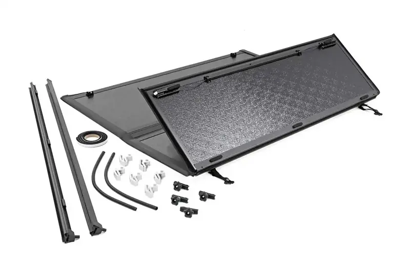Rough Country Hard Tri-Fold Aluminum Tonneau Cover – Textured Black Finish 1